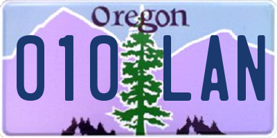OR license plate 010LAN