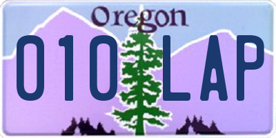 OR license plate 010LAP