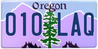 OR license plate 010LAQ