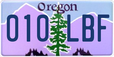 OR license plate 010LBF