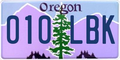 OR license plate 010LBK