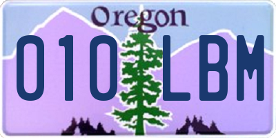 OR license plate 010LBM