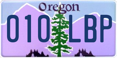 OR license plate 010LBP