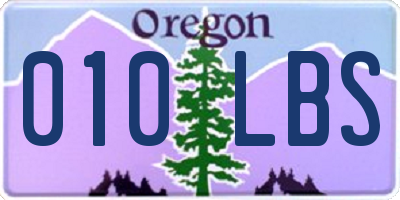 OR license plate 010LBS