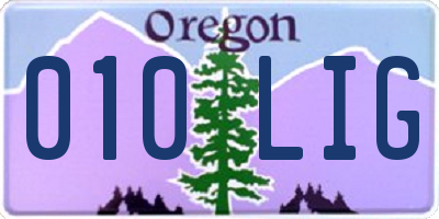OR license plate 010LIG