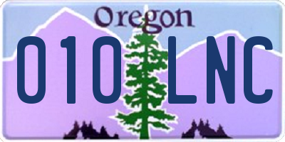 OR license plate 010LNC