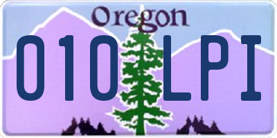 OR license plate 010LPI