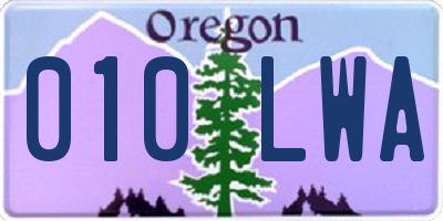 OR license plate 010LWA