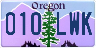 OR license plate 010LWK