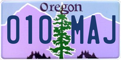 OR license plate 010MAJ