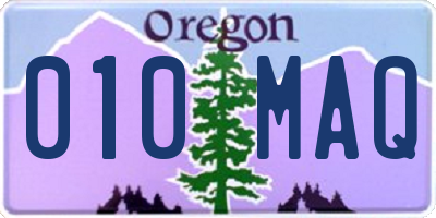 OR license plate 010MAQ