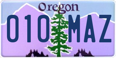 OR license plate 010MAZ