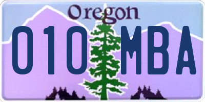 OR license plate 010MBA