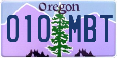 OR license plate 010MBT