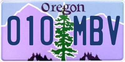 OR license plate 010MBV
