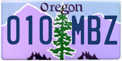 OR license plate 010MBZ