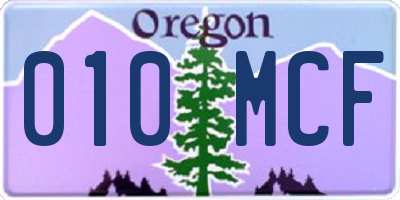 OR license plate 010MCF