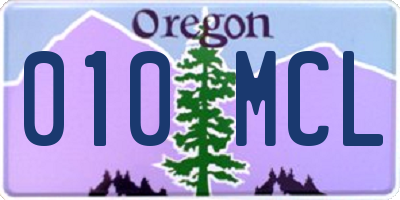 OR license plate 010MCL