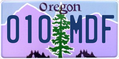 OR license plate 010MDF