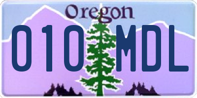 OR license plate 010MDL