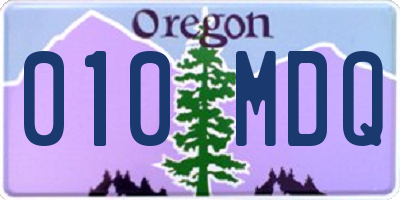 OR license plate 010MDQ