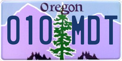 OR license plate 010MDT