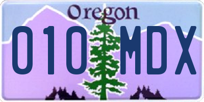 OR license plate 010MDX