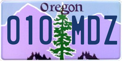 OR license plate 010MDZ