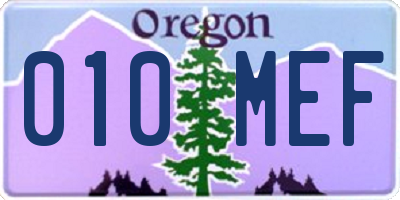 OR license plate 010MEF