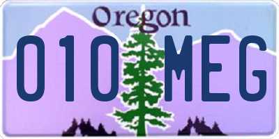OR license plate 010MEG
