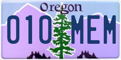 OR license plate 010MEM