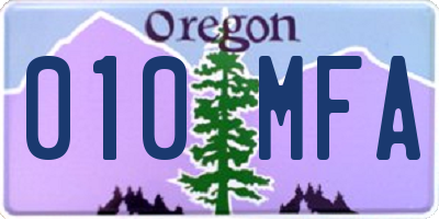 OR license plate 010MFA