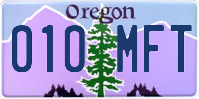 OR license plate 010MFT