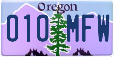 OR license plate 010MFW