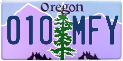 OR license plate 010MFY