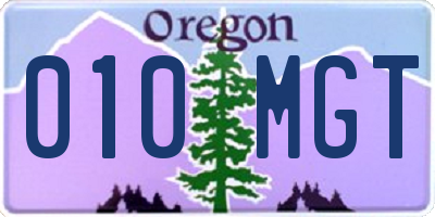 OR license plate 010MGT