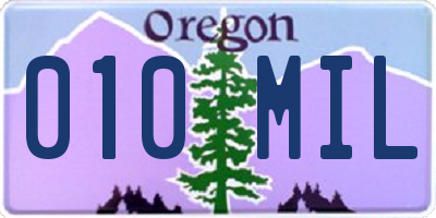 OR license plate 010MIL