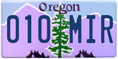 OR license plate 010MIR