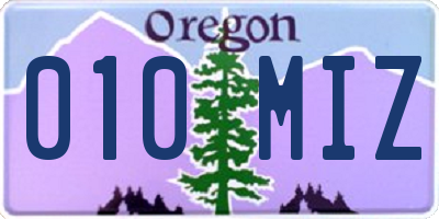 OR license plate 010MIZ