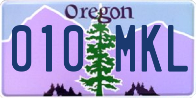 OR license plate 010MKL