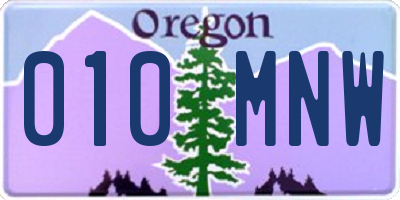 OR license plate 010MNW
