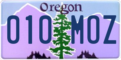 OR license plate 010MOZ