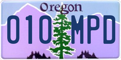 OR license plate 010MPD