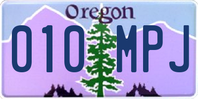 OR license plate 010MPJ