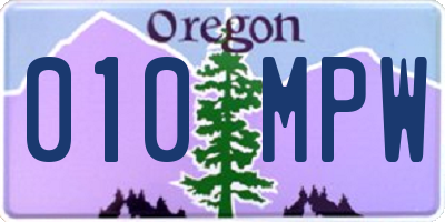OR license plate 010MPW