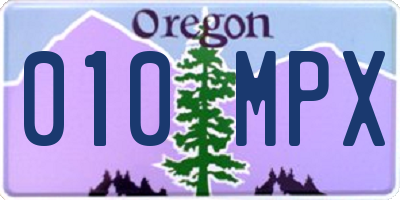 OR license plate 010MPX