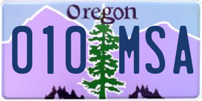 OR license plate 010MSA