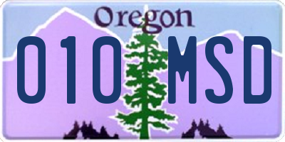 OR license plate 010MSD
