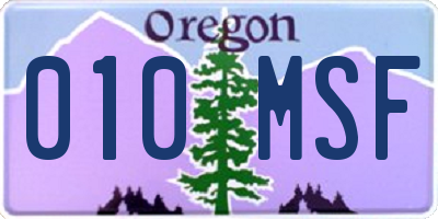 OR license plate 010MSF