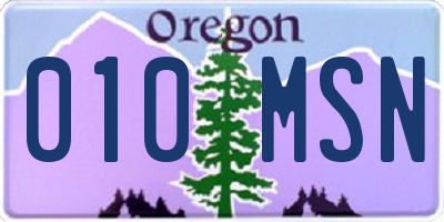 OR license plate 010MSN